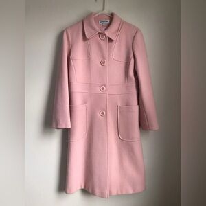 Vintage Jonathan Michael Coat Pink Buttons Womens S M Queens Gambit 60s Retro